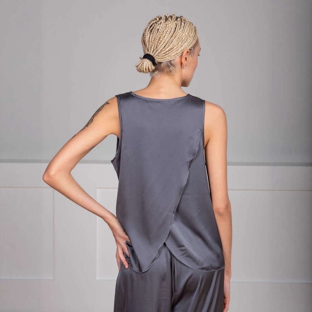 Vest Long Pants Pajama Spring New Comfortable Draped Back Cross Home Wear Set B5