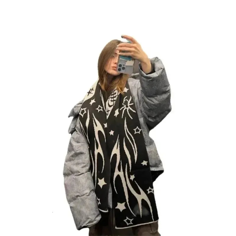 180cm*25cm Fashion Creative Star Striped Knitted Womens Scarf Mens Winter Scarf Apron Black Tassel Luminous for Women 250717