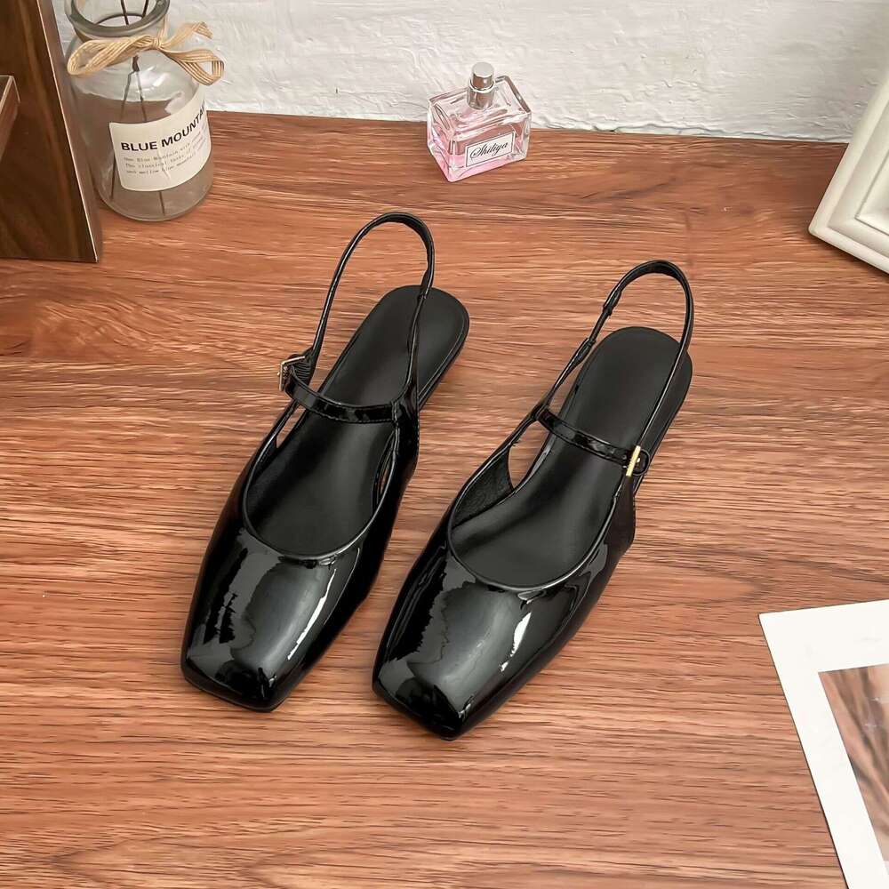 2025 Spring New Style Backless Closed-Toe Sandals for Women Designer French Square-Toe Low-Heel Comfortable Women's Shoes