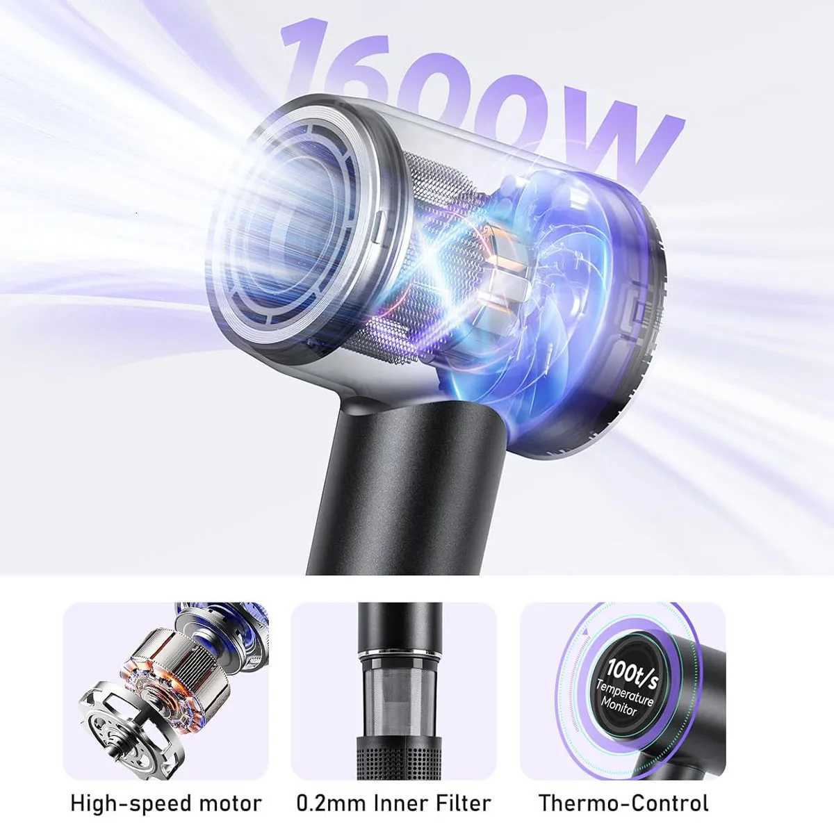 Professional 1600W High Speed Hair Dryer 110000 120 RPM Brushless Cold Hot Blower Low Noise Home Salon Hair Dryer Fast Dry W250718
