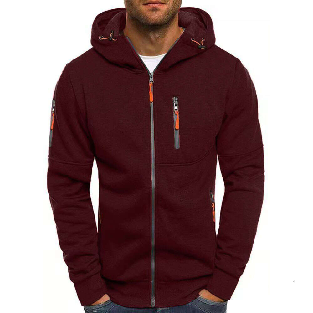 New Plus Size Men's Spring And Autumn Casual Sports Fitness Zipper Hoodie Sweatshirt Jacket For Men B5