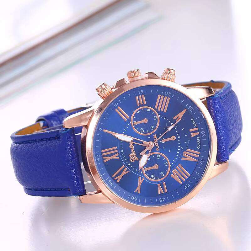 Geneva Style Quartz Watch - 40mm PU Leather Strap Fashion Watch for Women (14 Colors) | Minimalist Dress Timepiece