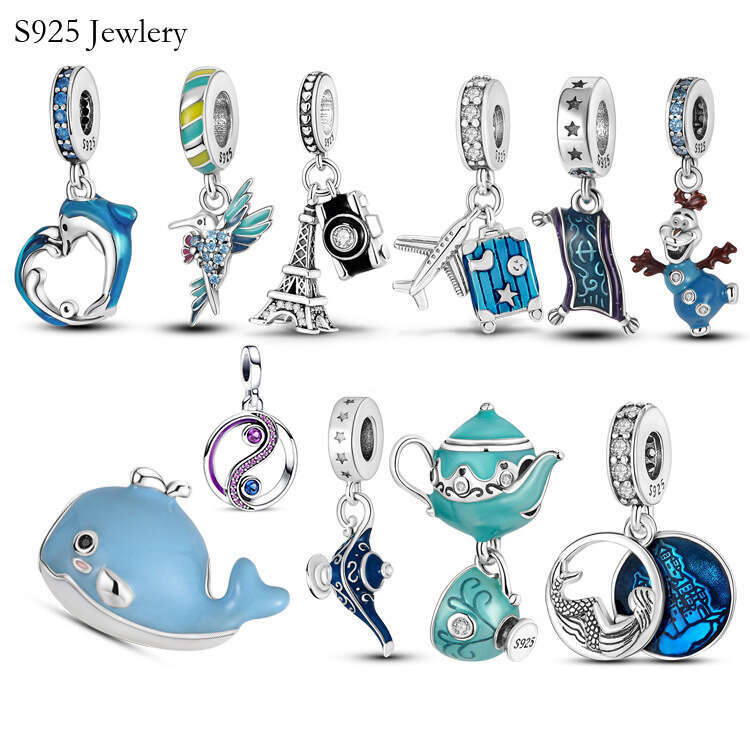 S925 925 Sterling Silver Charm DIY Loose Bead Jewelry Accessorie Aircraft Lage Bead Pear Pendant Fashion Jewelry Suspension Free Delivery