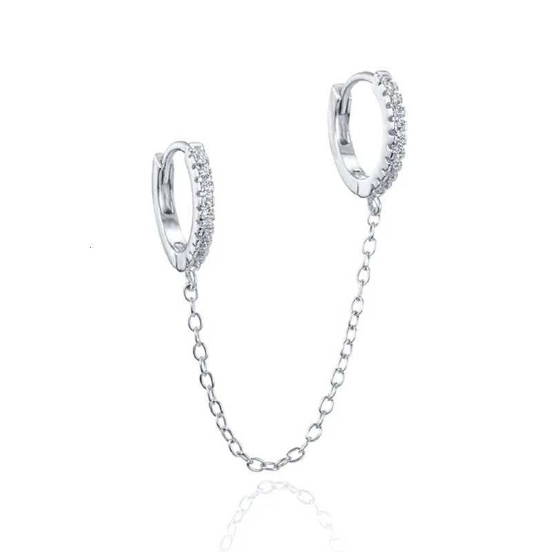 Gold Silver Color Stainless Steel Zircon Link Chain Hoop Earrings For Women Small Huggie Cartilage Earring Piercing Jewelry X250718