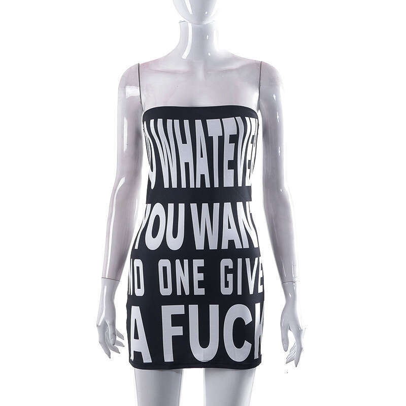 Women's Fashion Summer New Ins Style Sexy Slim Fit Printed Tube Dress For Women B5