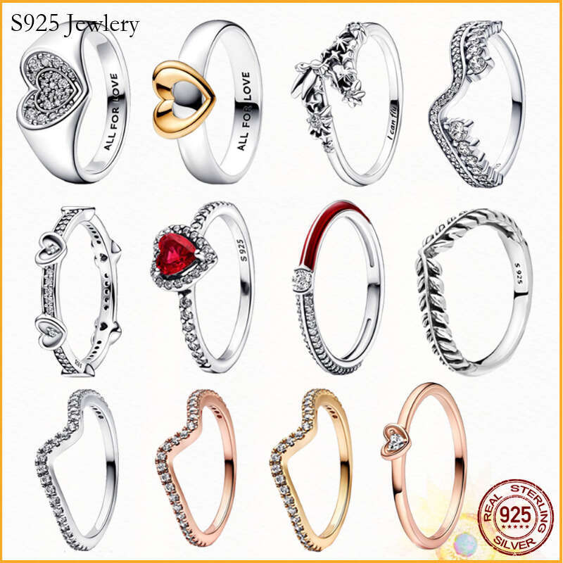S925 925 Sterling Silver Heart Cushion Rings For women Couple Rings Series Ladies Ring Anniversary Gift Jewelry Free Delivery