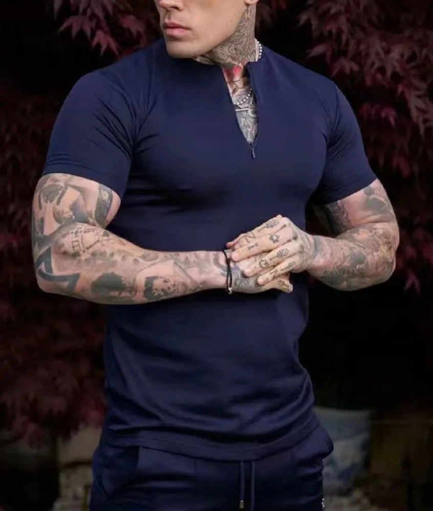 Summer Solid Color Short Sleeve Mens Sports Leisure Fitness Breathable Quick Drying Elastic Sweat Absorption T-shirt Men 250715