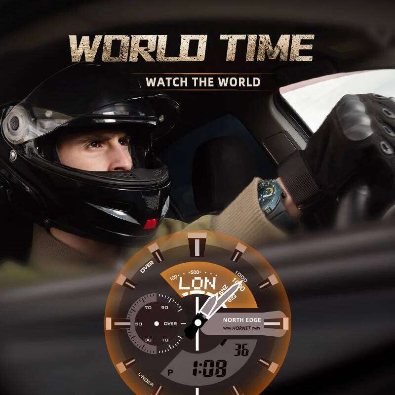 NORTH EDGE Mens Smart Watch World Time Clock Countdown Speed Stopwatch Male's Military Army Smartwatches Swimming Waterproof 50m free shipping