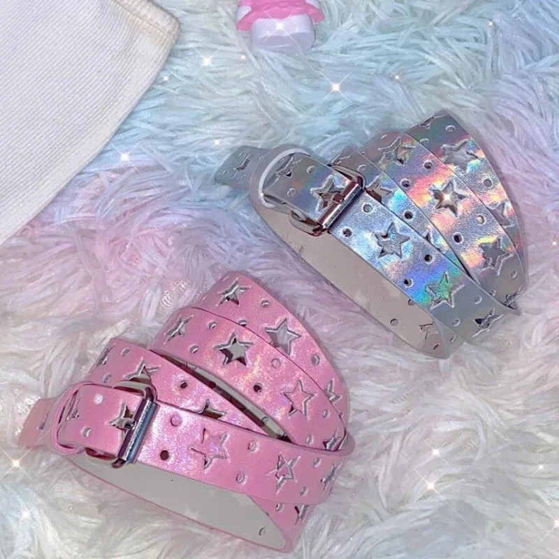 Women Y2k Hollowed Out Pentagram Belt Harajuku Hip-hop Y2K Girl Korean Ins Style Star Goth Subculture Personality Laser Belt 250717