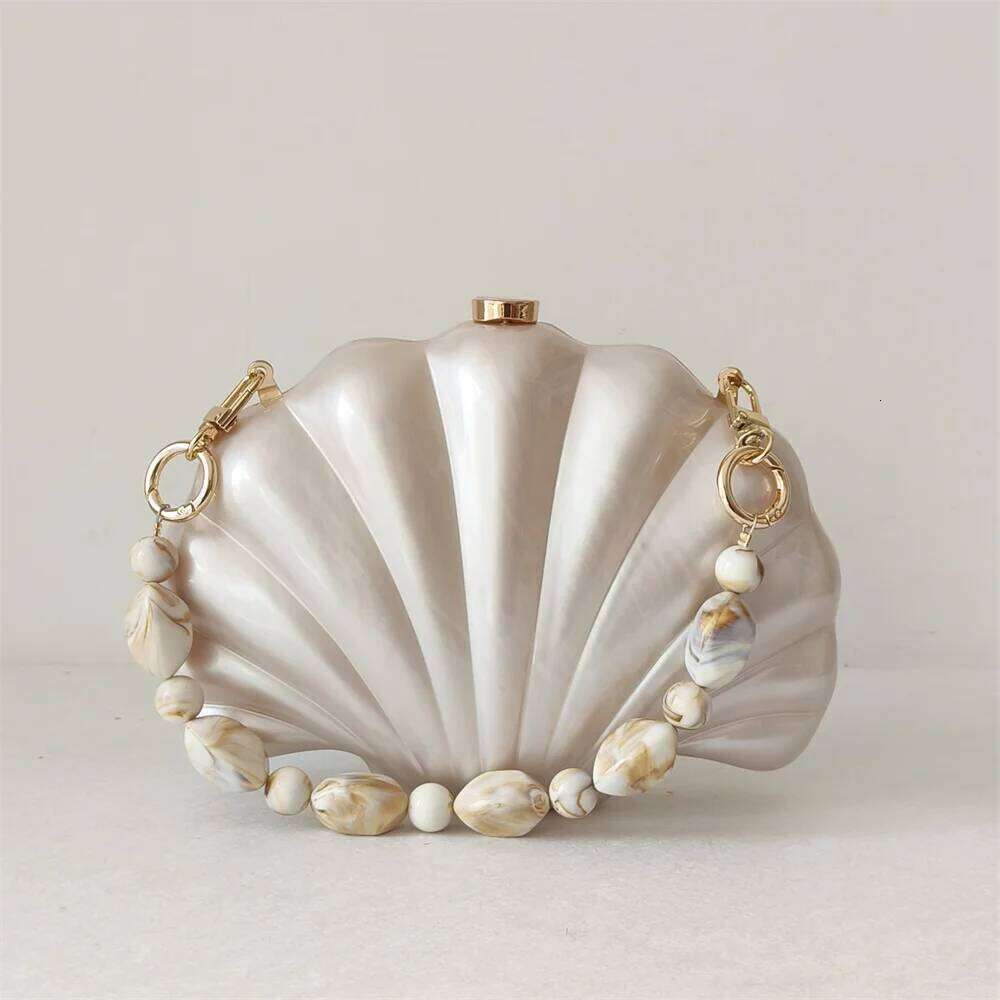 Female Shell Acrylic Box Clutches Lady Gift Evening Party Prom Stones Handbags Women Wedding Bridal Clutch Purse Bag