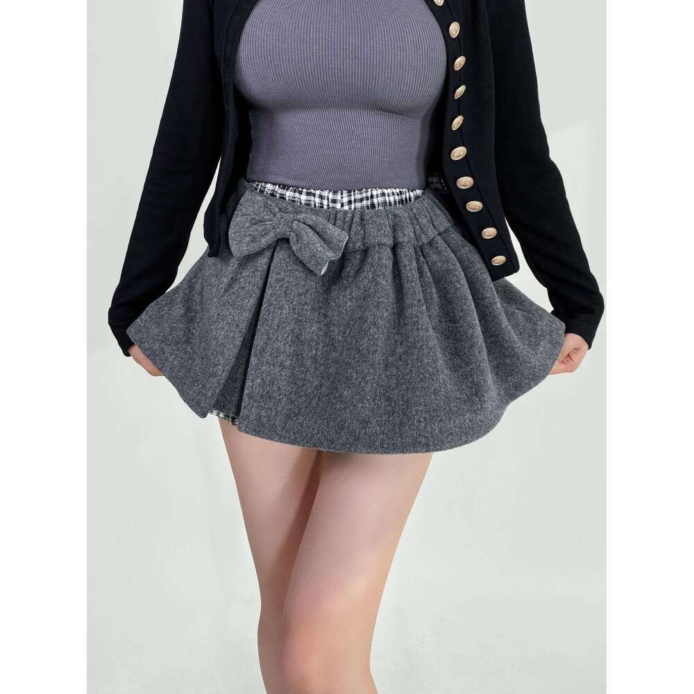 Fengyuan Style Flower Bud Bowknot Short Spring And Autumn Real A-Line Half Skirt Base Layer Women's Two-Piece Set B5