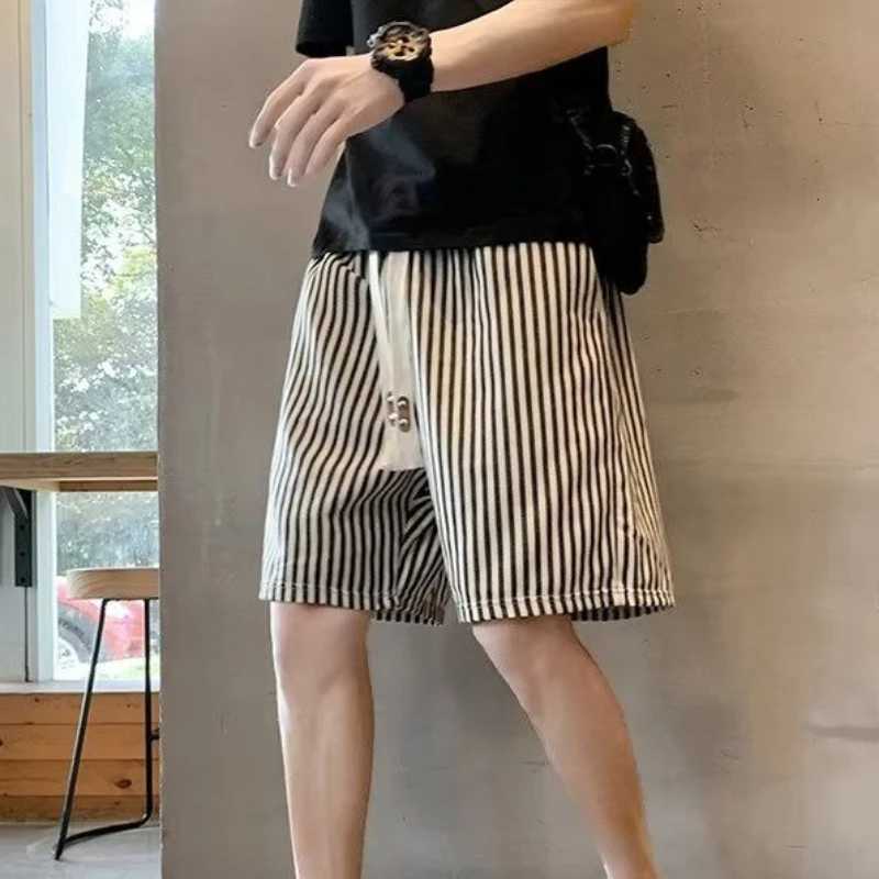 Baggy Casual Beach Stripe Man Short Pants Personalized Y2k Hot Deals Summer Korean Style With Ice XL Thin XXL Shorts for Men W250718