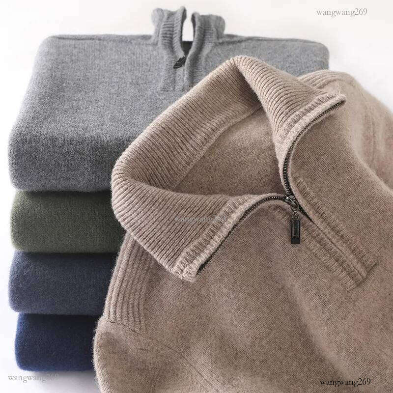 Long Sleeve Pullover Sweater Men - Merino Wool Half Zip Sweater Thick Wool Sweater Mens - Warm Casual Business Pullover