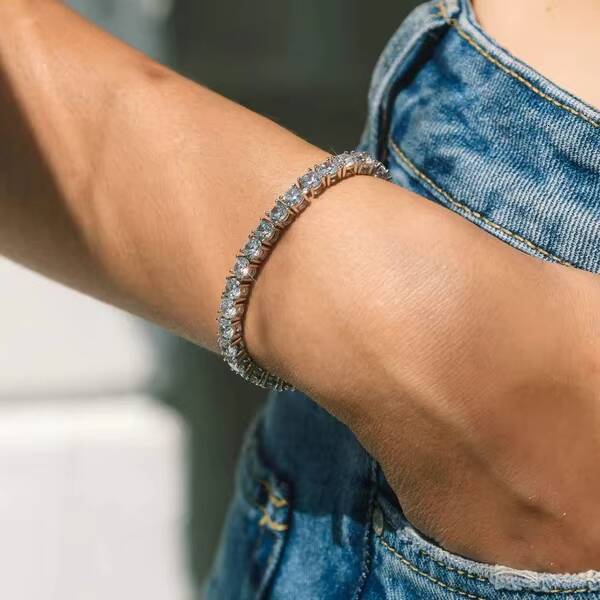 Sparkling 5mm Moissanite Bracelet 925 Silver Iced Out Men Women High Quality VVS Moissanite Tennis Chain