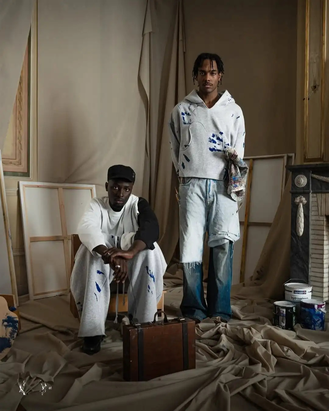 2025 Hoodies Two Piece Set Y2k Clothes for Men Harajuku Gothic Pattern Loose Casual Sweatpants Tracksuit Mens Sports Suit 250715