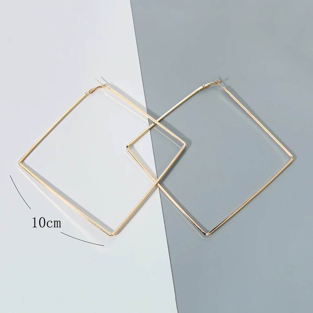 BLIJERY Trendy Oversize Geometric Big Hoop Earrings For Women Basketball Brincos Exaggerated Large Square Punk Jewelry 250715