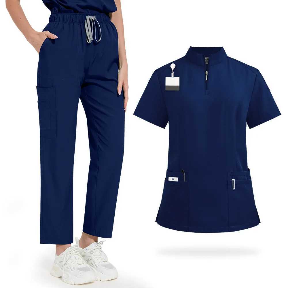 Classic New Nurse Scrubs Set Men Nurse Accessories Medical Uniform Surgical Dental Clinical Top Pants Lab Workwear Clothes Z250718