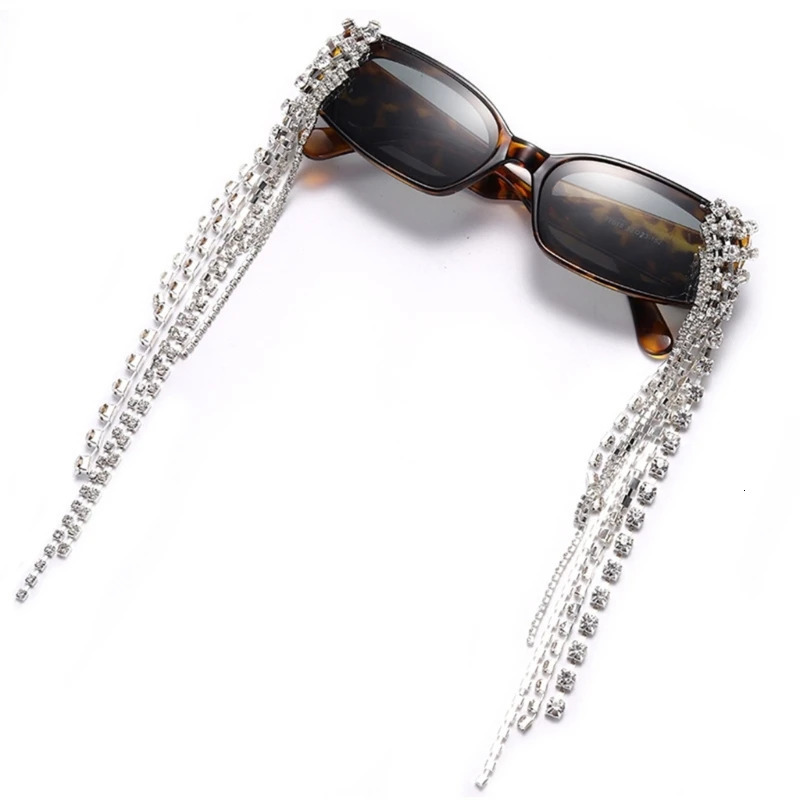 Rhinestones Tassel Sunglasses Crystal Sunglasses Y2k Anti- Po Beach 250712