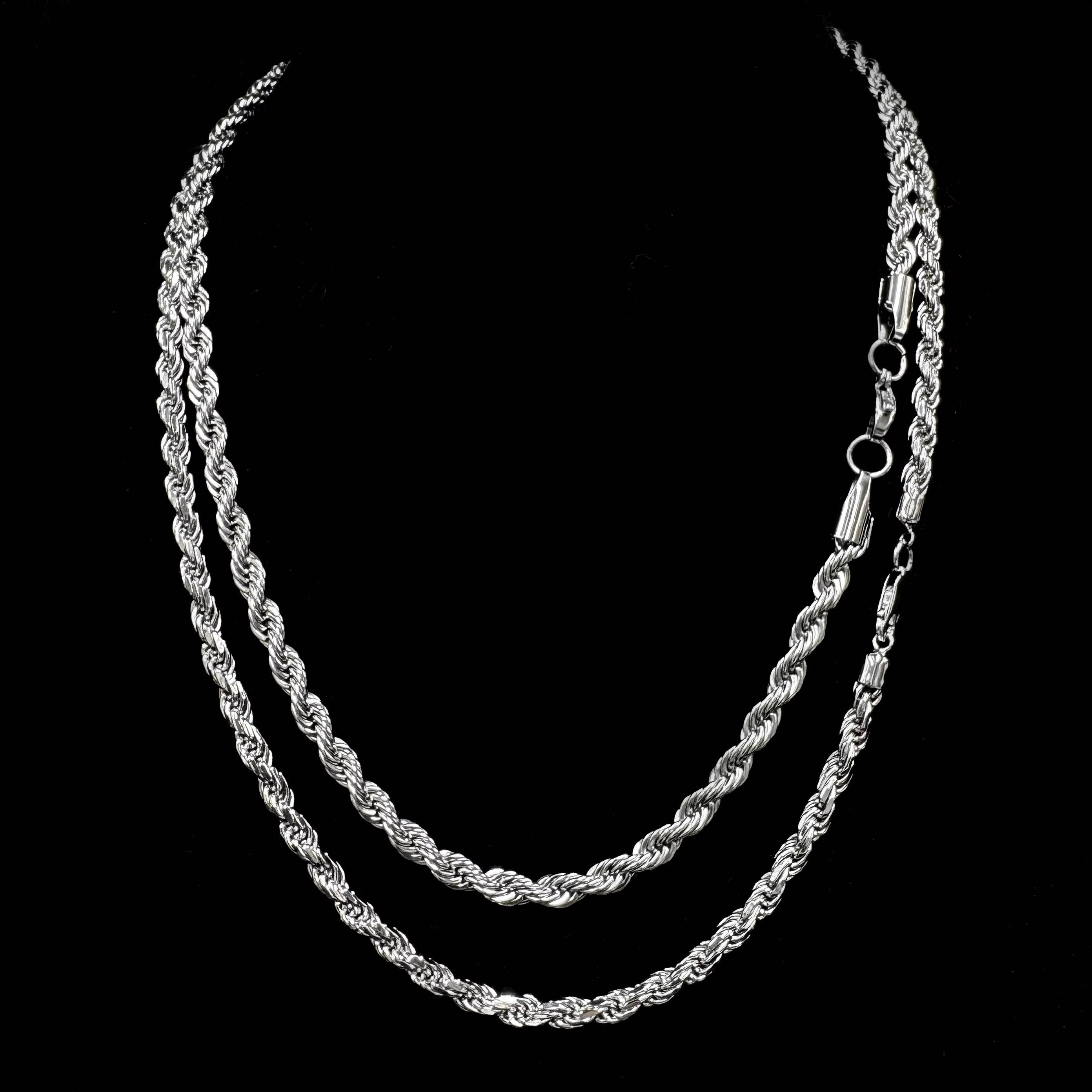 Hip Hop 10k Gold Rope Chain 6mm Width Sterling Silver 22inches Necklace Diamond Cut Rope Chains