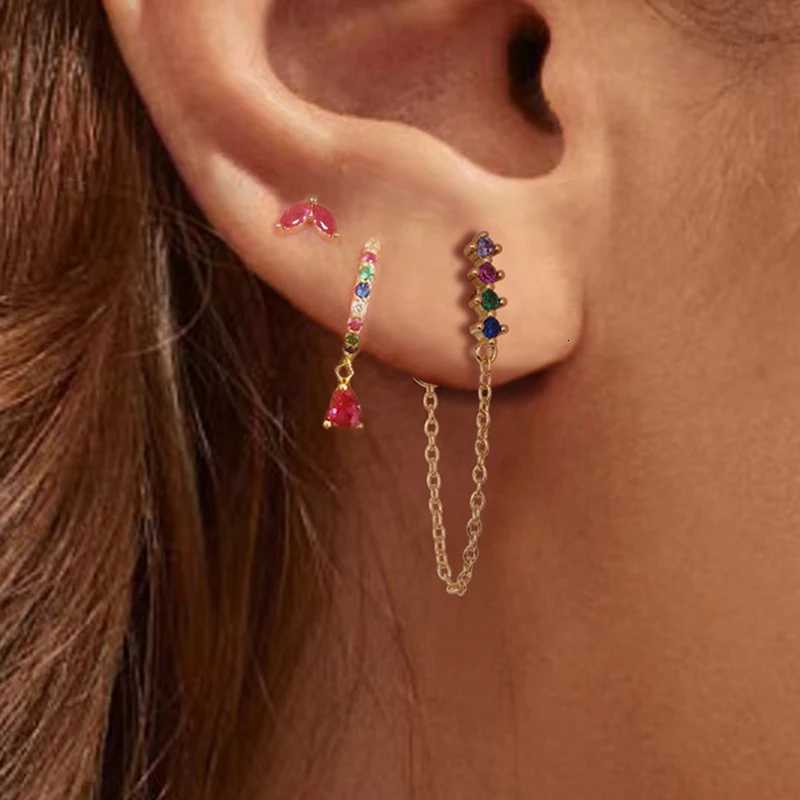3PCS 9 Styles Gold Plated Geometric Circle Piercing Earrings Set For Women Multicolor Crystal Dangle Earring Statement Jewelry X250718