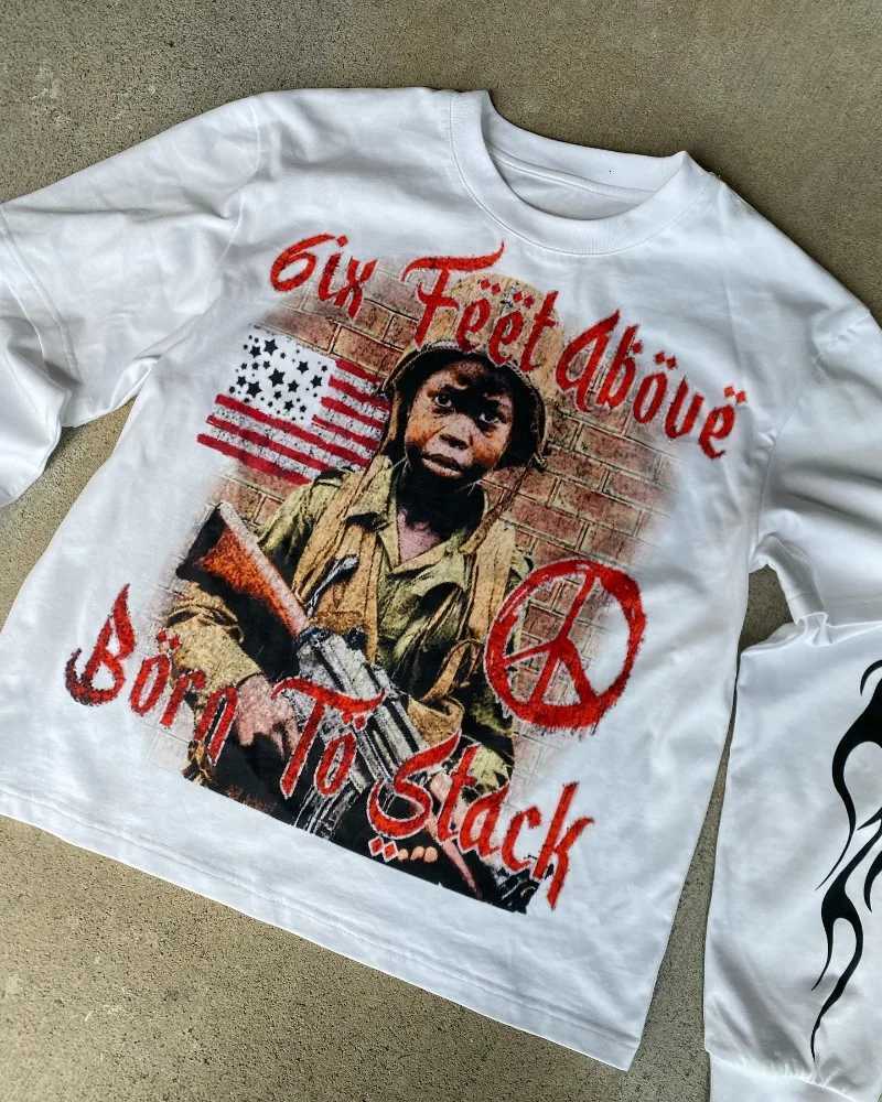 American Gothic Harajuku anime printed long sleeve hoodie mens clothing hoodie High street punk style oversized sweatshirt X250718