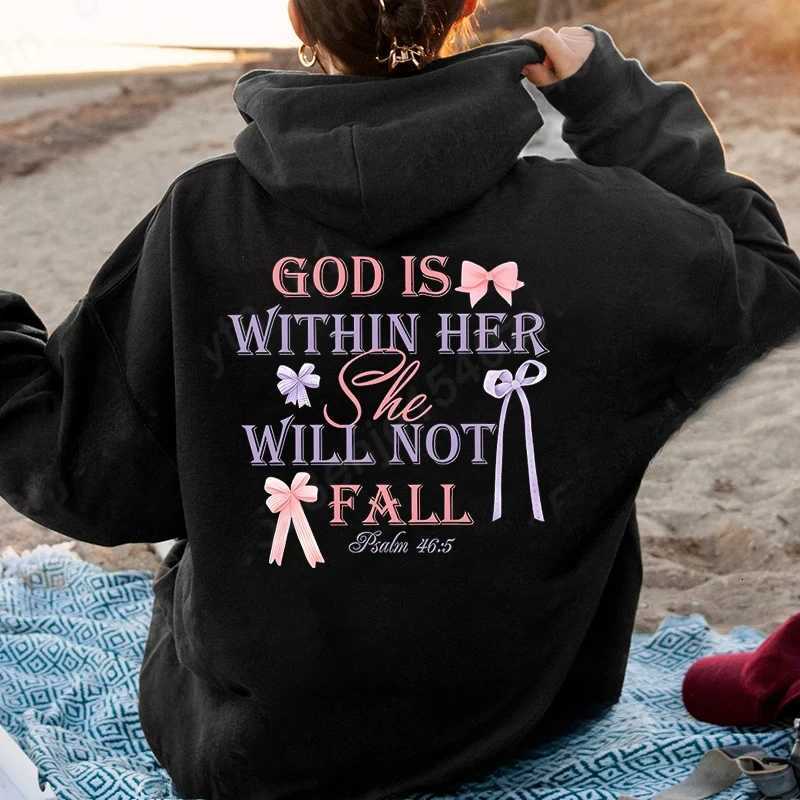 Womens Hoodies with Butterfly and Letter Print Long Sleeves Hooded Christian Jesus God Graphic Hoodies Harajuku Pullovers XJ250717