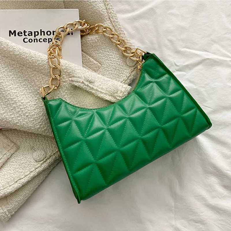 Fi Simple Underarm Shoulder Bags for Women Plaid PU Leather Armpit Handbags Purse Female New Design Pouch Hobo Bag XJ250718