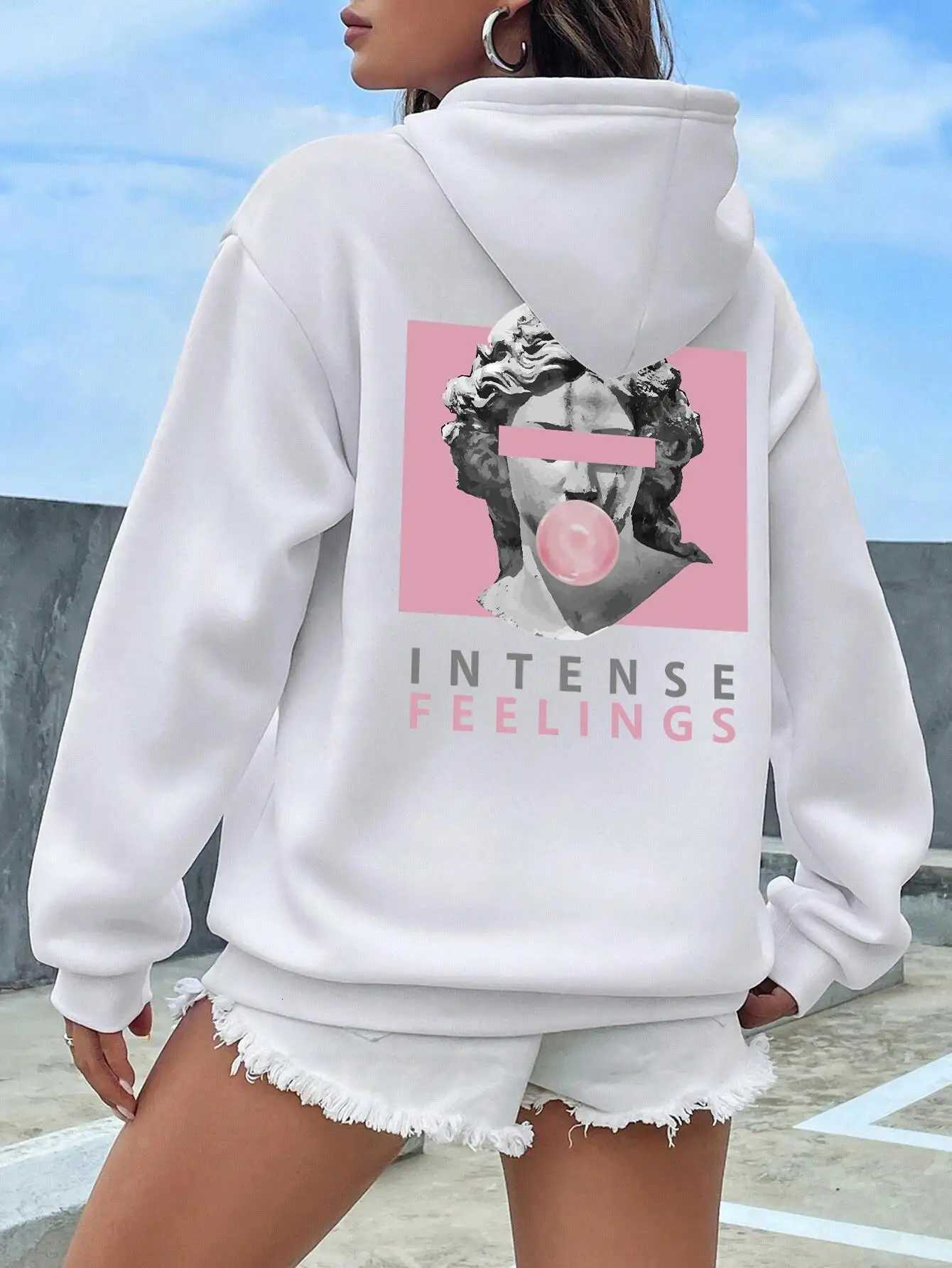 Sculpture Intense Feelings Printing Women Hoodies Casual Sports Tide Hoodie Face Warm Comfortable Hooded Fashion Streetwear XJ250717
