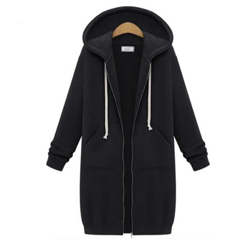 Womens Autumn Winter ThickenHoodies Parkas Loose Hooded Jackets Zipper Pocket Maxi Size Sweatshirt Sports Dresses Outwear 250717