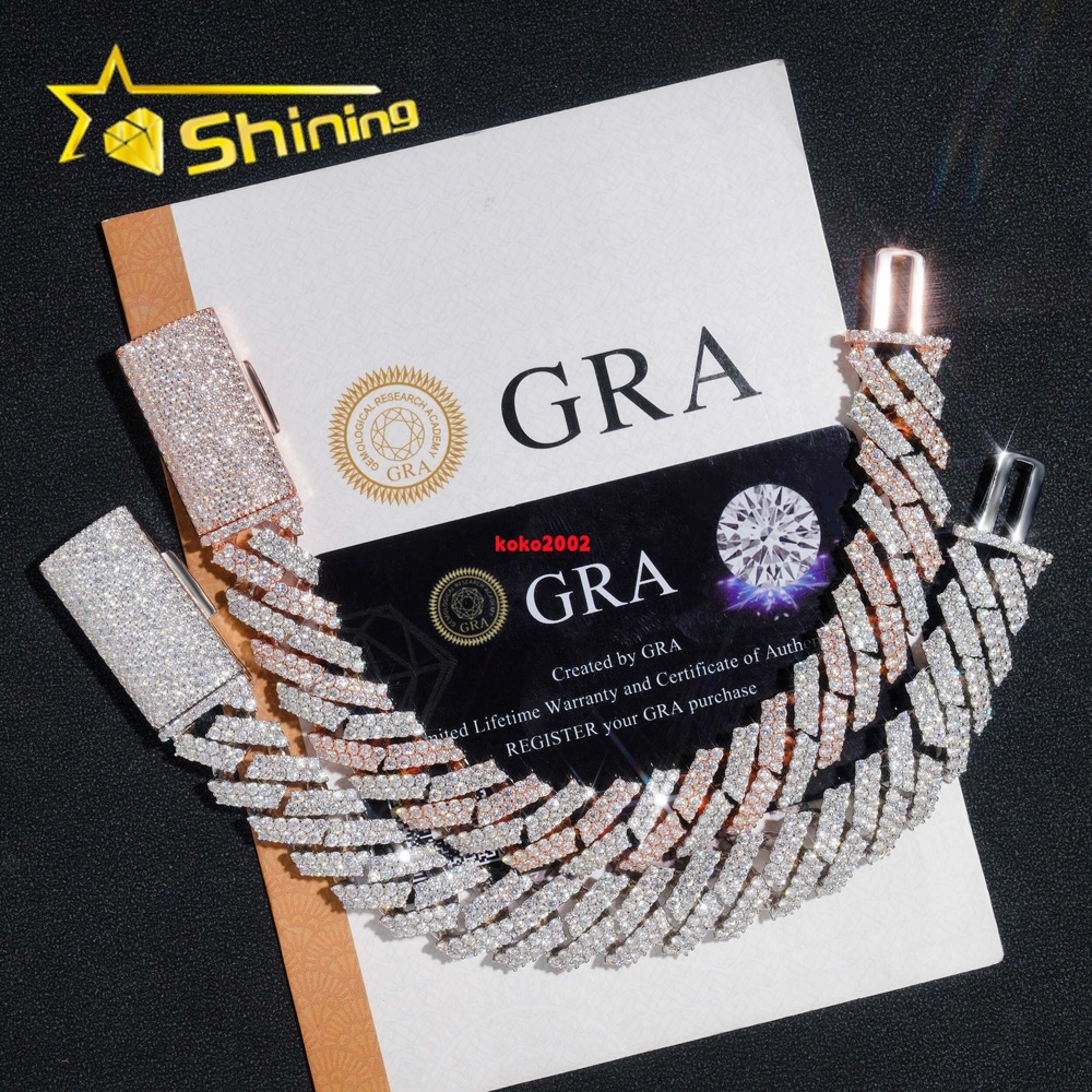 Fine Jewelry Sterling Silver 925 Iced Out Custom VVS Moissanite Hip Hop Jewelry Necklace Cuban Link Chain Bracelet