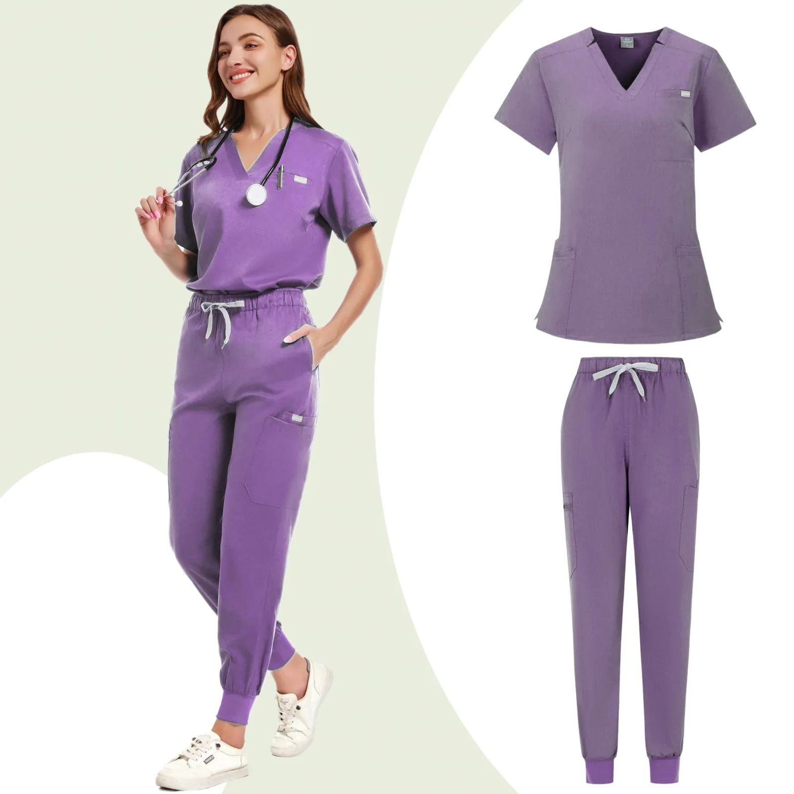 Beauty Salon Workwear Women Short Sleeved Spa Uniforms Dentist Healthcare Nurse Scrubs Tops Doctor Scrub Working Clothes 250715