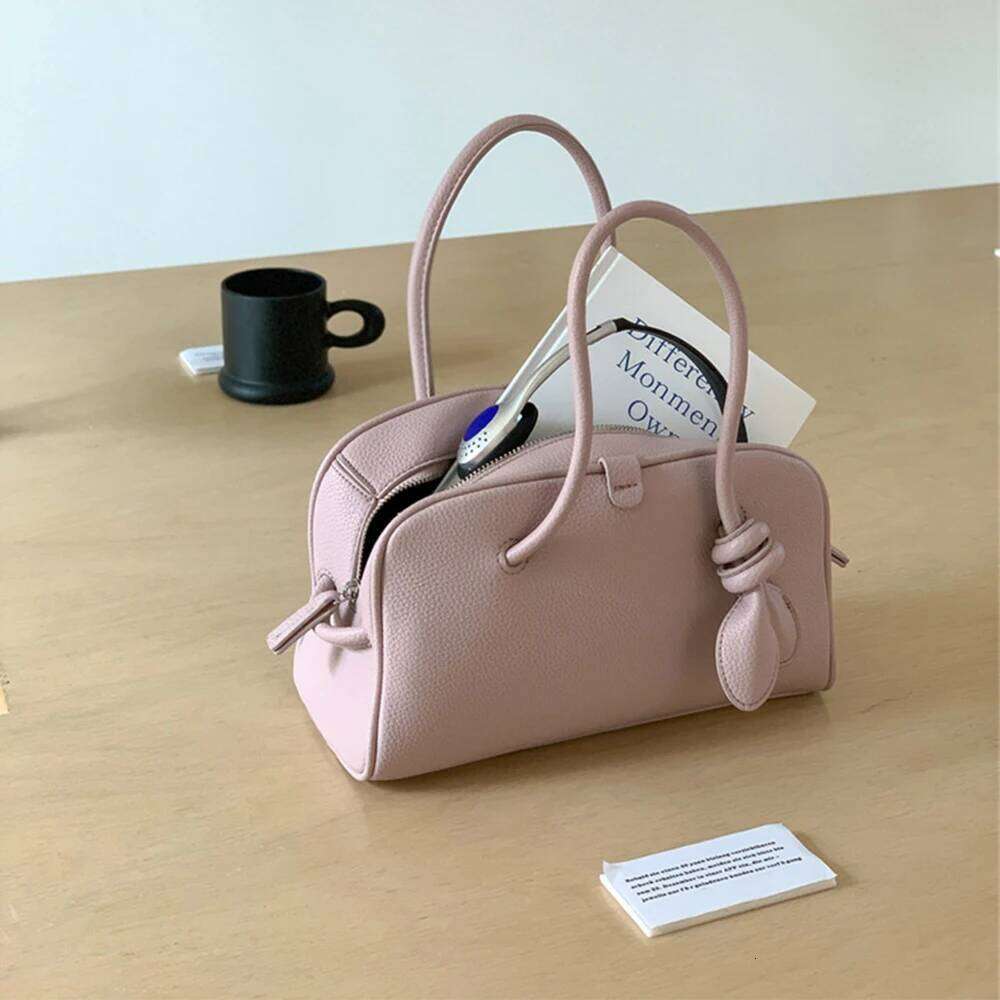 Personality Pu Handbags Solid Color Twist Decor Txture Boston Bag Large Capacity Female Versatile Daily Handle Packs