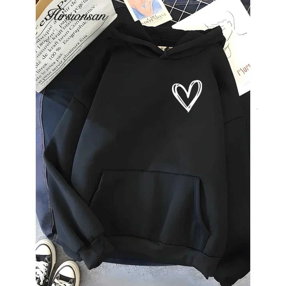 Hirssionsans popular minimalist heart-shaped printed womens youth sportswear casual loose retro hoodie winter warm top XJ250717