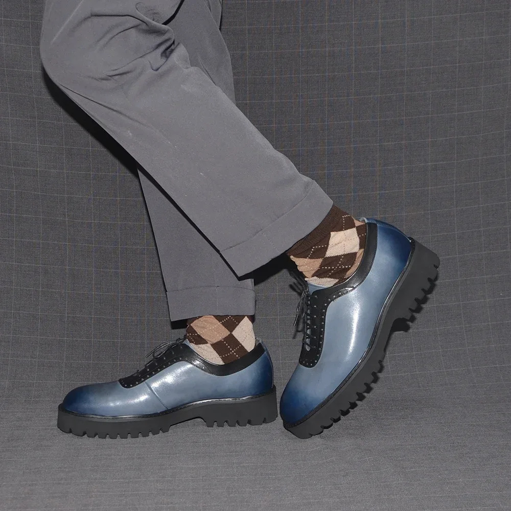 Fashion Mens Oxford Elevator Shoes Genuine Leather Round Toe Height Increasing Business Office Casual Dress Sneakers for Men 250717