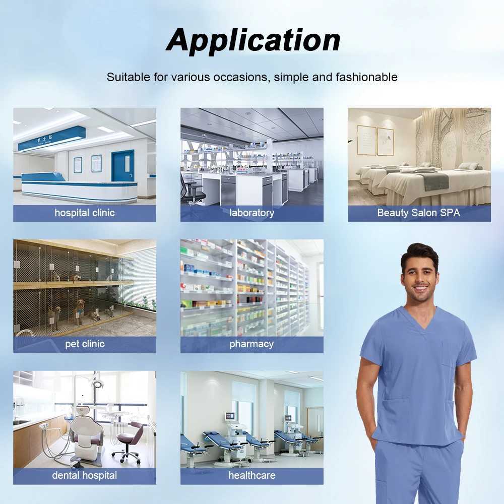 Dental Clinical Nursing Uniform Sets Short Sleeve Medical Scrub Uniform Women Men Anti-Wrinkle Surgical Uniforms Hospital Scrubs Z250718