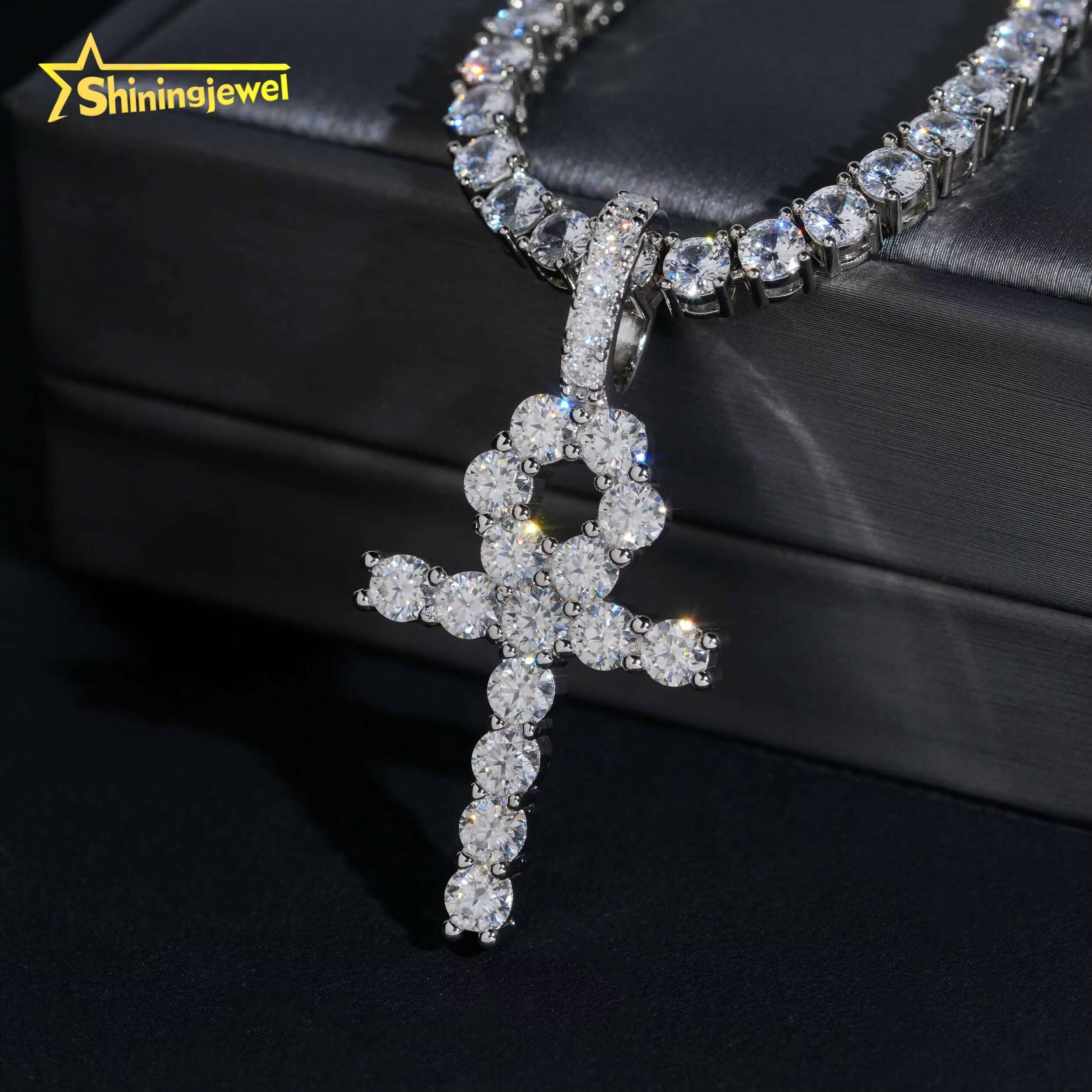 Ready to Ship Cross Pendant VVS Moissanite Diamond Pendants 925 Sterling Silver Iced Out Jewelry Custom Cross Pendant Set