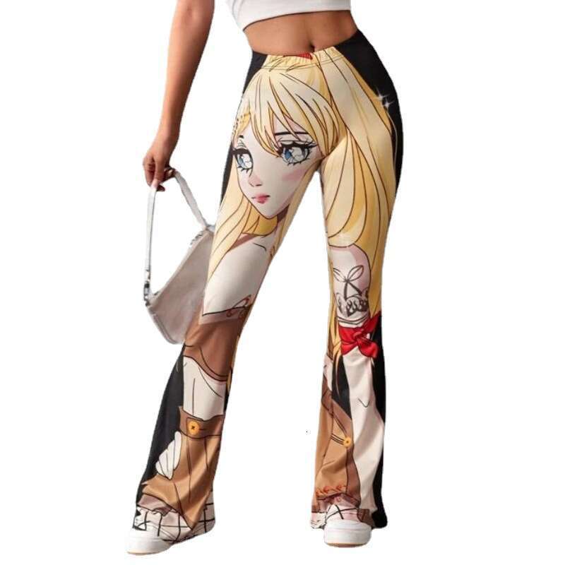 Women's High Waist Digital Print Slim Fit Flared Yoga Pants For Women To Make Legs Look Longer B5