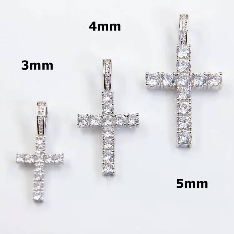 Factory Cheapest Price Hip Hop 3mm 4mm 5mm VVS Moissanite Cross Pendant 925 Sterling Silver Pendant Fine Jewelry for Men Women
