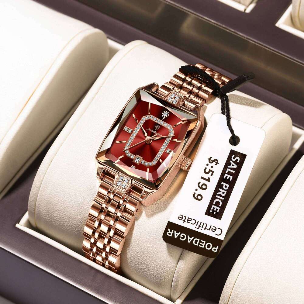 Top Elegant Women Wristwatch Waterproof Date Ladies Watch Stainless Steel Rectangle Quartz Women's Watches Female Reloj free shipping