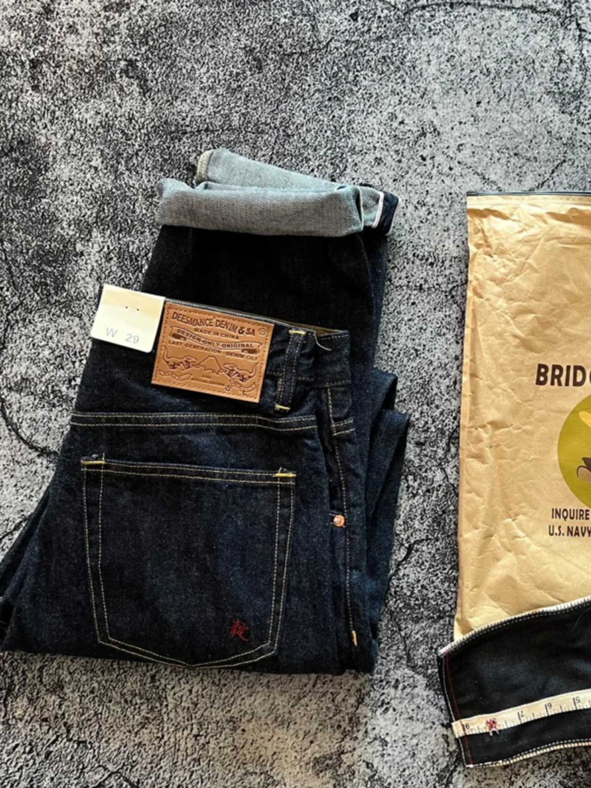 15oz Signature Commemorative American Retro Heavyweight Vintage Denim Red Selvedge Embroidery Washed Denim Jeans Indigo Blue 5KM X250718