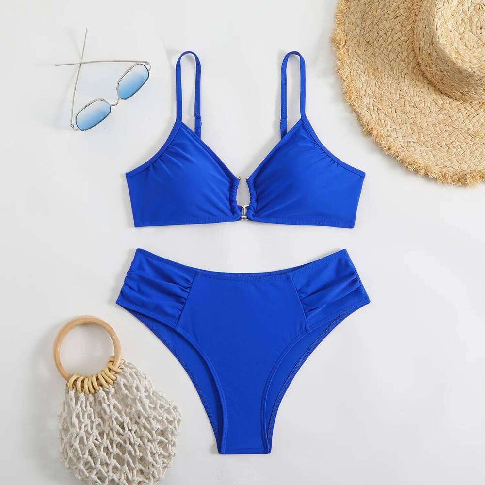 New solid color women's bikini split beach swimsuit