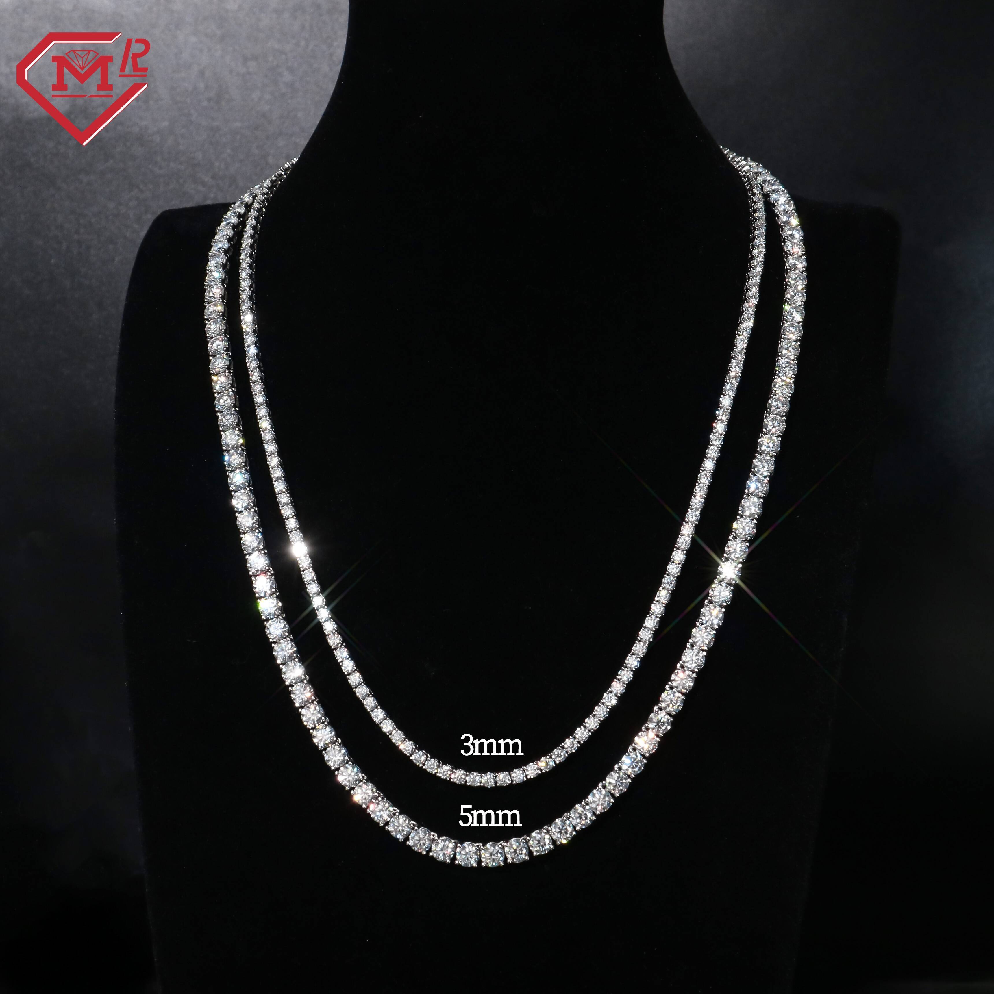 Dropshipping Tennis Chain 3MM 5MM Luxury Vvs Moissanite Diamond S925 Tennis Chain Necklace for Men Women