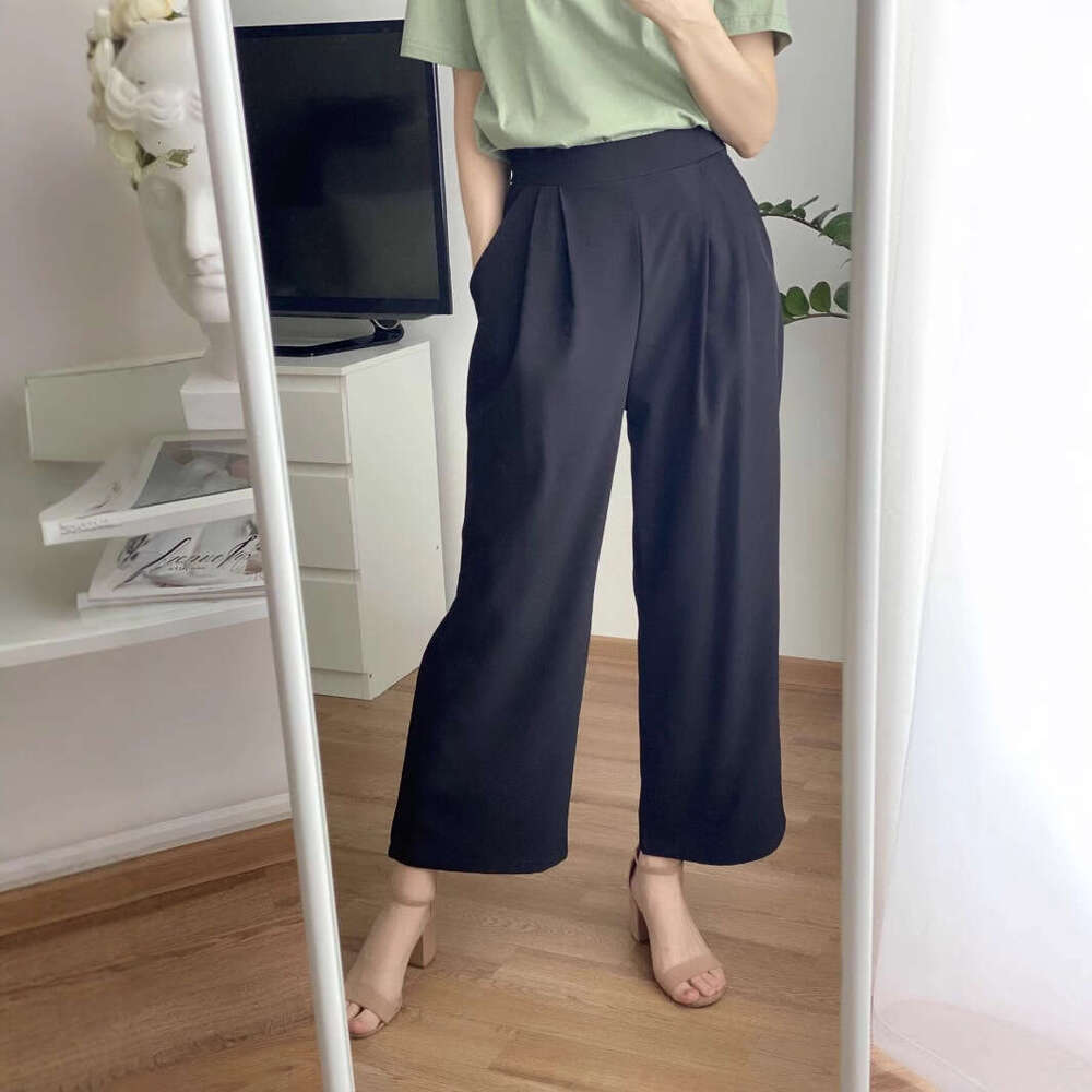 Spring New High Waist Draped Casual Pants Versatile Loose Flared Trousers Women B5 j7