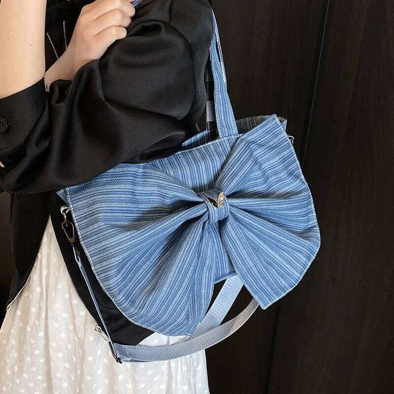 Vintage Women Tote Bags 2025 Elegant Ladies Daily Commute Crossbody Shoulder Bag Aesthetic Designer Large Bow