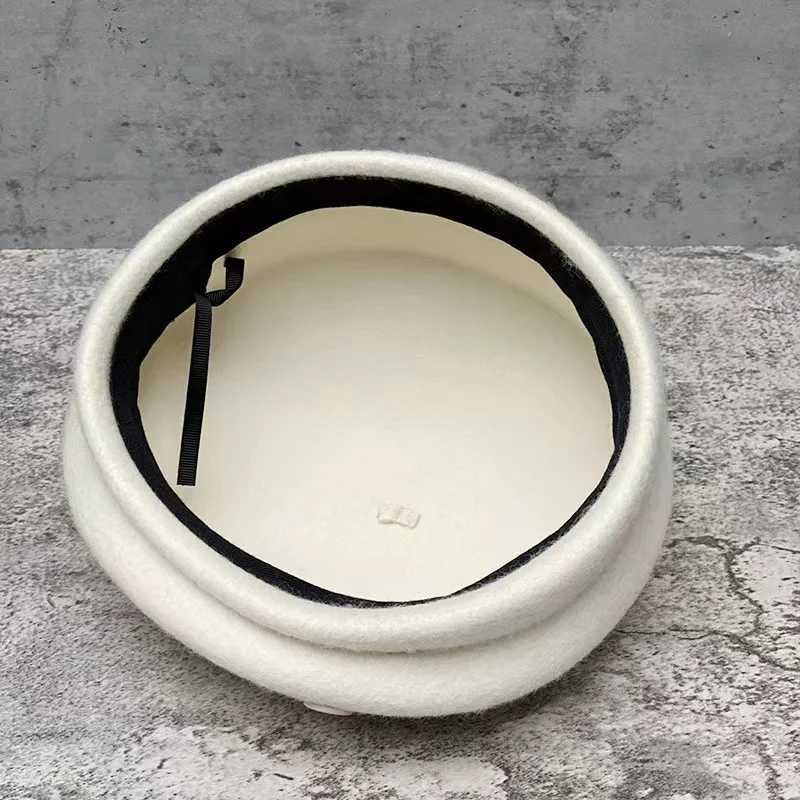 Classic Ladies Beret Hat Fancy Wool Felt Hat Warmer Winter Hat Cap White Black Women Fedora Hat Fascinator Pillbox Hat Formal L250718