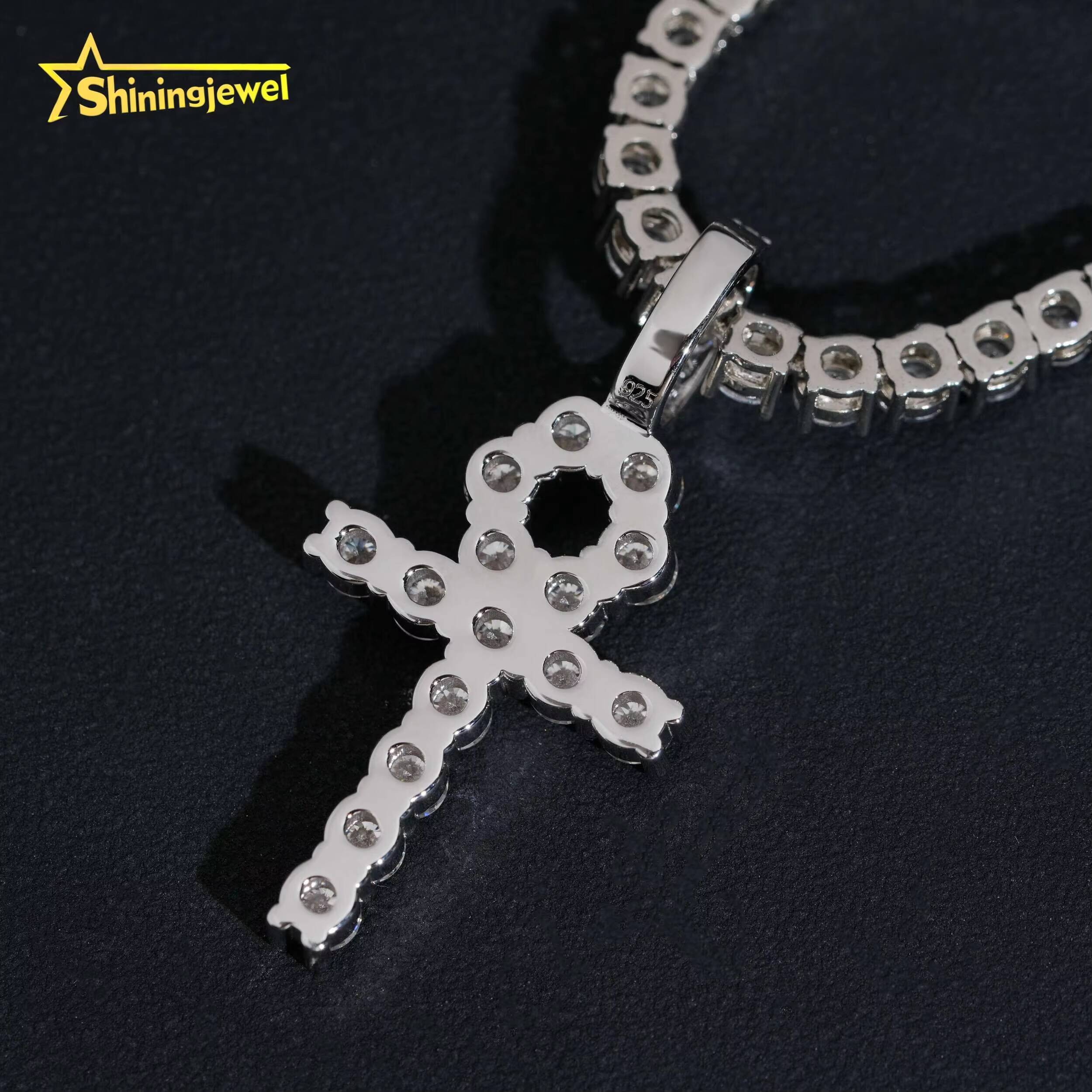Ready to Ship Cross Pendant VVS Moissanite Diamond Pendants 925 Sterling Silver Iced Out Jewelry Custom Cross Pendant Set