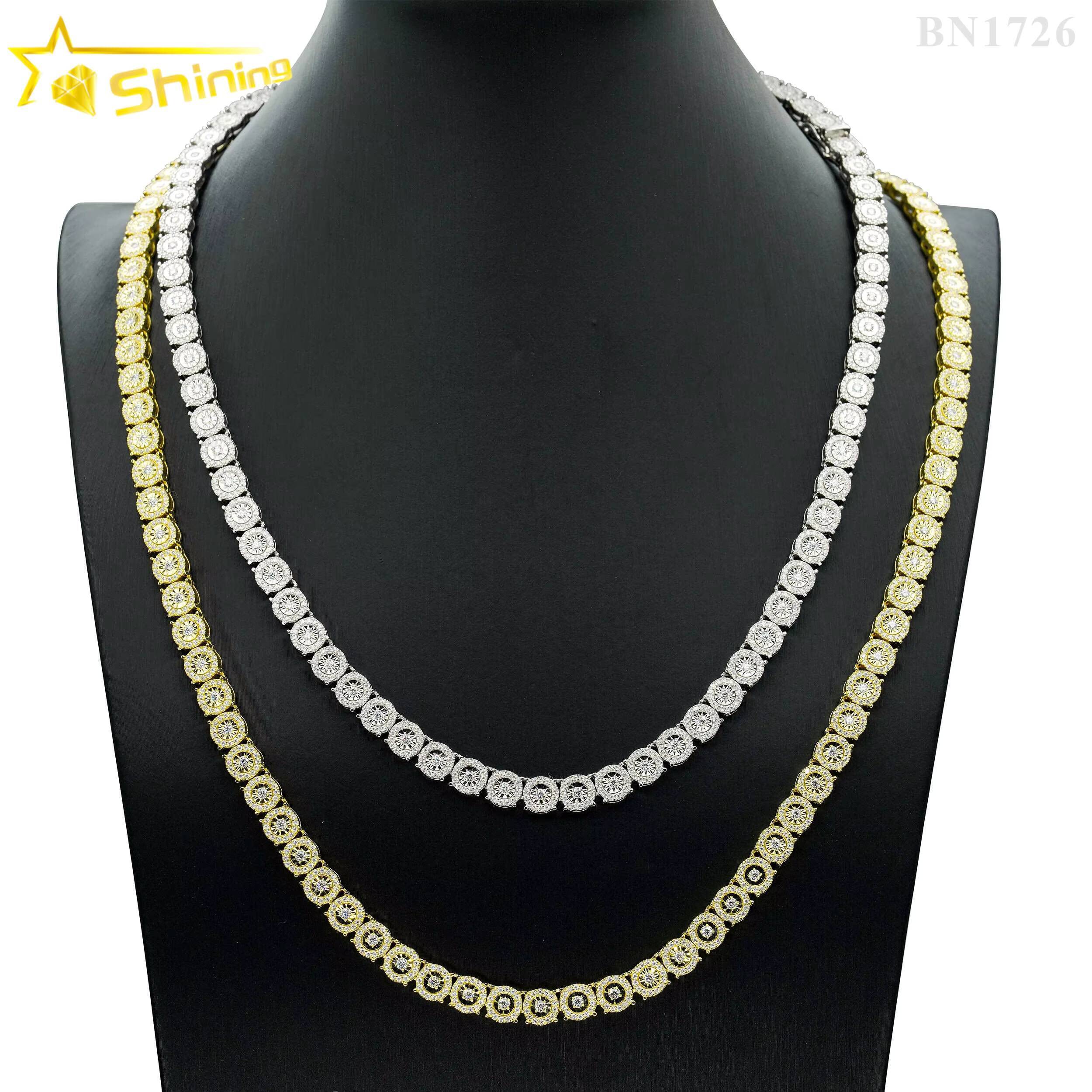 New Design Fine Jewelry 925 Sterling Silver Tennis Bracelet Iced Out Hip Hop Jewelry Vvs Moissanite Tennis Chain Necklace