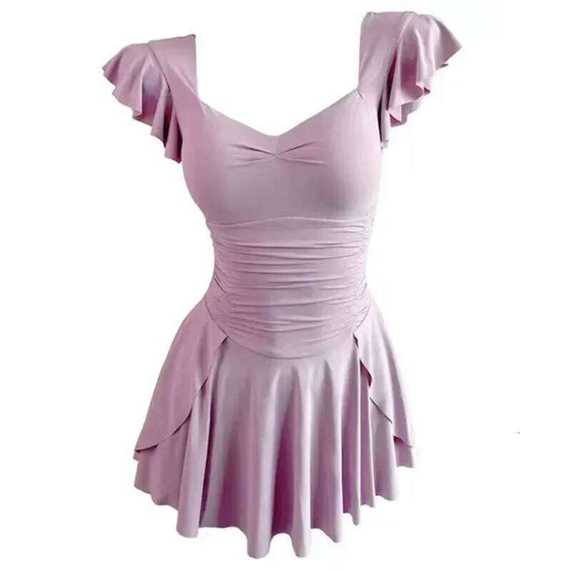 Fashion One-Piece Swimsuit Women Korean New Conservative Dress Style High Waisted Swimwear Beach Holiday Bathing Suit