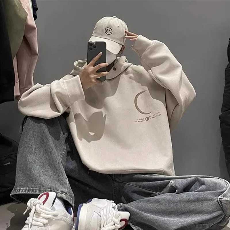 Autumn Mens Moon Graphic Y2K Hoodie Harajuku Fashion Streetwear Pullover Hoodies Unisex Hip Hop Loose Hooded Sweatshirts XJ250714