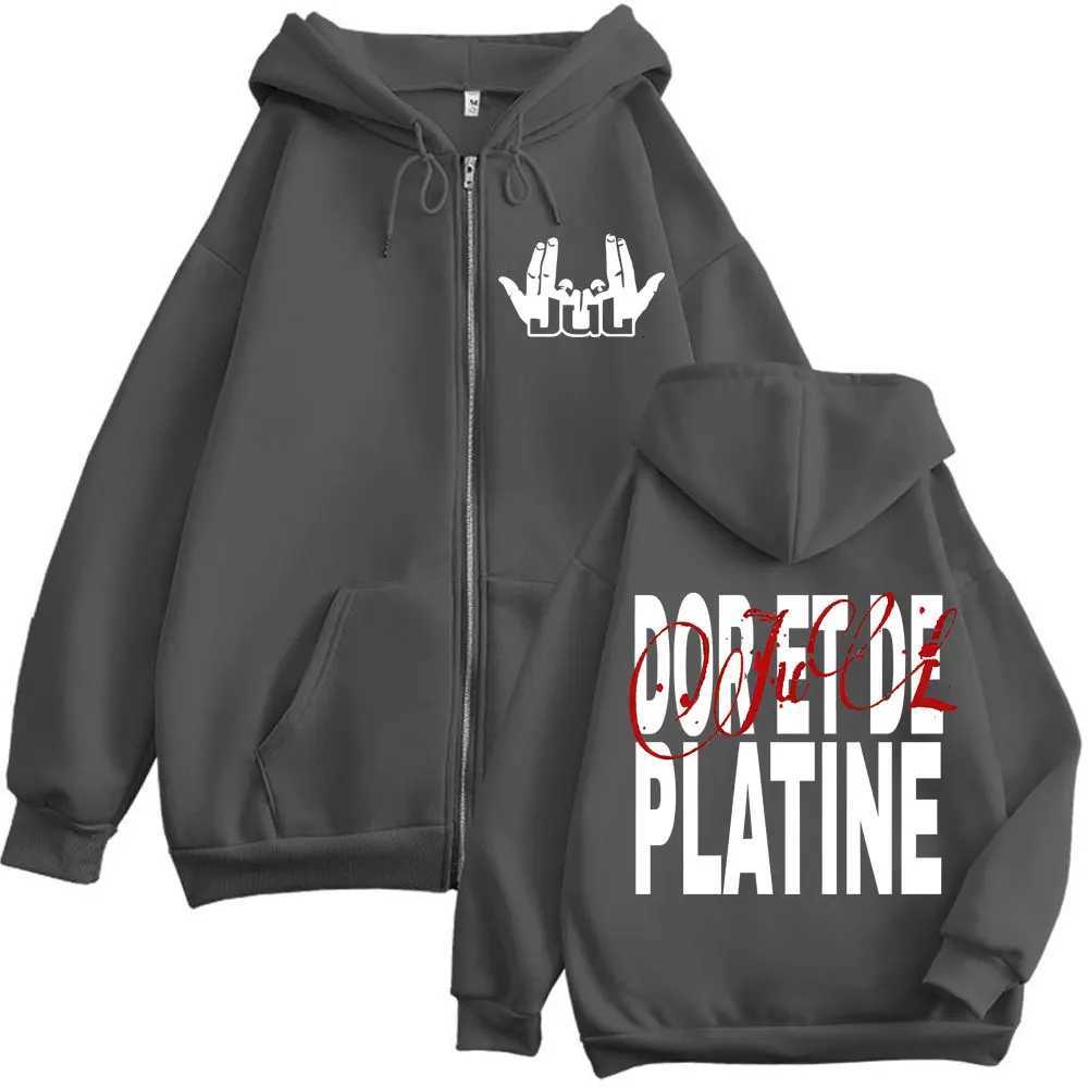 French Rapper JUL Double Sided Print Zipper Hoodie Men Women Clothing Hip Hop Zip Up Sweatshirts High Quality Fashion Pullovers X2507181
